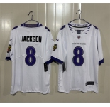Men's Baltimore Ravens #8 Lamar Jackson White 2026 Alternate Vapor Limited Football Stitched Jersey