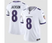 Men's Baltimore Ravens #8 Lamar Jackson White 2026 F.U.S.E. Vapor Stitched Limited Football Jersey