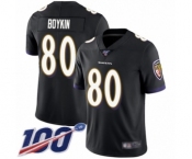 Men's Baltimore Ravens #80 Miles Boykin Black Alternate Vapor Untouchable Limited Player 100th Season Football Jersey