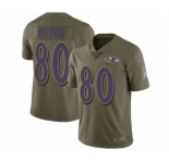 Men's Baltimore Ravens #80 Miles Boykin Limited Olive 2017 Salute to Service Football Jersey
