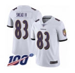 Men's Baltimore Ravens #83 Willie Snead IV White Vapor Untouchable Limited Player 100th Season Football Jersey