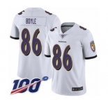 Men's Baltimore Ravens #86 Nick Boyle White Vapor Untouchable Limited Player 100th Season Football Jersey