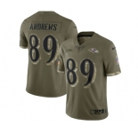Men's Baltimore Ravens #89 Mark Andrews 2022 Olive Salute To Service Limited Stitched Jersey