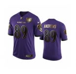 Men's Baltimore Ravens #89 Mark Andrews Purple Team 25th Season Golden Limited Football Jersey