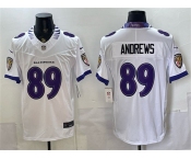 Men's Baltimore Ravens #89 Mark Andrews White 2026 F.U.S.E. Vapor Limited Football Stitched Jersey