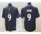 Men's Baltimore Ravens #9 Zion Young Black 2026 F.U.S.E. Vapor Stitched Limited Football Jersey