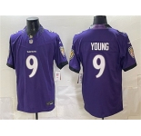 Men's Baltimore Ravens #9 Zion Young Purple 2026 F.U.S.E. Vapor Limited Football Stitched Jersey