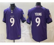 Men's Baltimore Ravens #9 Zion Young Purple 2026 F.U.S.E. Vapor Limited Football Stitched Jersey