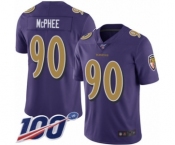 Men's Baltimore Ravens #90 Pernell McPhee Limited Purple Rush Vapor Untouchable 100th Season Football Jersey