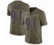 Men's Baltimore Ravens #91 Shane Ray Limited Olive 2017 Salute to Service Football Jersey
