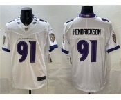 Men's Baltimore Ravens #91 Trey Hendrickson White 2026 F.U.S.E. Vapor Stitched Limited Football Stitched Jersey