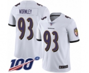 Men's Baltimore Ravens #93 Chris Wormley White Vapor Untouchable Limited Player 100th Season Football Jersey