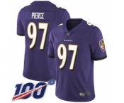 Men's Baltimore Ravens #97 Michael Pierce Purple Team Color Vapor Untouchable Limited Player 100th Season Football Jersey