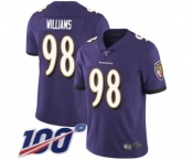 Men's Baltimore Ravens #98 Brandon Williams Purple Team Color Vapor Untouchable Limited Player 100th Season Football Jersey