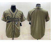 Men's Baltimore Ravens Blank Olive Salute to Service Cool Base Stitched Baseball Jersey
