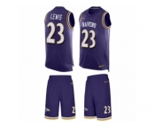 Men's Nike Baltimore Ravens #23 Kendrick Lewis Limited Purple Tank Top Suit NFL Jersey