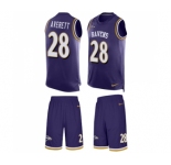 Men's Nike Baltimore Ravens #28 Anthony Averett Limited Purple Tank Top Suit NFL Jersey