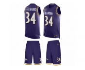 Men's Nike Baltimore Ravens #34 Lorenzo Taliaferro Limited Purple Tank Top Suit NFL Jersey