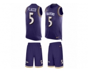 Men's Nike Baltimore Ravens #5 Joe Flacco Limited Purple Tank Top Suit NFL Jersey