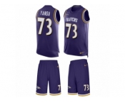 Men's Nike Baltimore Ravens #73 Marshal Yanda Limited Purple Tank Top Suit NFL Jersey