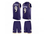 Men's Nike Baltimore Ravens #9 Justin Tucker Limited Purple Tank Top Suit NFL Jersey