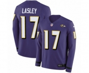 Nike Baltimore Ravens #17 Jordan Lasley Limited Purple Therma Long Sleeve NFL Jersey