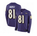 Nike Baltimore Ravens #81 Hayden Hurst Limited Purple Therma Long Sleeve NFL Jersey
