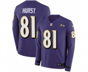 Nike Baltimore Ravens #81 Hayden Hurst Limited Purple Therma Long Sleeve NFL Jersey