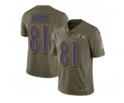 Nike Baltimore Ravens #81 Hayden Hurst Olive Men Stitched NFL Limited 2017 Salute To Service Jersey