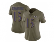 Women Nike Baltimore Ravens #15 Michael Crabtree Olive Stitched NFL Limited 2017 Salute to Service Jersey