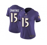 Women Nike Baltimore Ravens #15 Michael Crabtree Purple Team Color Stitched NFL Vapor Untouchable Limited Jersey