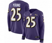 Women Nike Baltimore Ravens #25 Tavon Young Limited Purple Therma Long Sleeve NFL Jersey