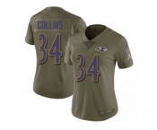 Women Nike Baltimore Ravens #34 Alex Collins Limited Olive 2017 Salute to Service NFL Jersey