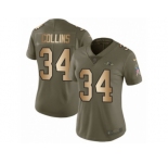 Women Nike Baltimore Ravens #34 Alex Collins Limited Olive Gold Salute to Service NFL Jersey