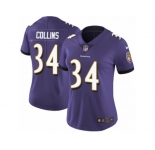 Women Nike Baltimore Ravens #34 Alex Collins Purple Team Color Vapor Untouchable Limited Player NFL Jersey