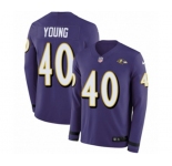 Women Nike Baltimore Ravens #40 Kenny Young Limited Purple Therma Long Sleeve NFL Jersey