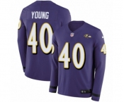 Women Nike Baltimore Ravens #40 Kenny Young Limited Purple Therma Long Sleeve NFL Jersey
