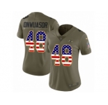 Women Nike Baltimore Ravens #48 Patrick Onwuasor Limited Olive USA Flag Salute to Service NFL Jersey