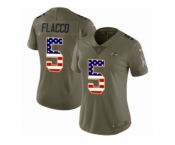 Women Nike Baltimore Ravens #5 Joe Flacco Limited Olive USA Flag Salute to Service NFL Jersey