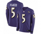 Women Nike Baltimore Ravens #5 Joe Flacco Limited Purple Therma Long Sleeve NFL Jersey