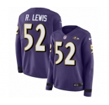 Women Nike Baltimore Ravens #52 Ray Lewis Limited Purple Therma Long Sleeve NFL Jersey