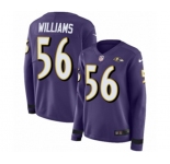 Women Nike Baltimore Ravens #56 Tim Williams Limited Purple Therma Long Sleeve NFL Jersey