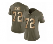 Women Nike Baltimore Ravens #72 Alex Lewis Limited Olive Gold Salute to Service NFL Jersey
