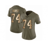 Women Nike Baltimore Ravens #74 James Hurst Limited Olive Gold Salute to Service NFL Jersey