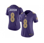 Women Nike Baltimore Ravens #8 Lamar Jackson Purple Stitched NFL Limited Rush Jersey