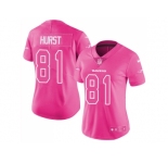 Women Nike Baltimore Ravens #81 Hayden Hurst Pink Stitched NFL Limited Rush Fashion Jersey
