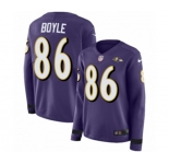 Women Nike Baltimore Ravens #86 Nick Boyle Limited Purple Therma Long Sleeve NFL Jersey