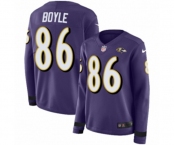 Women Nike Baltimore Ravens #86 Nick Boyle Limited Purple Therma Long Sleeve NFL Jersey