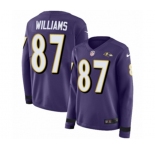 Women Nike Baltimore Ravens #87 Maxx Williams Limited Purple Therma Long Sleeve NFL Jersey