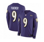 Women Nike Baltimore Ravens #9 Justin Tucker Limited Purple Therma Long Sleeve NFL Jersey
